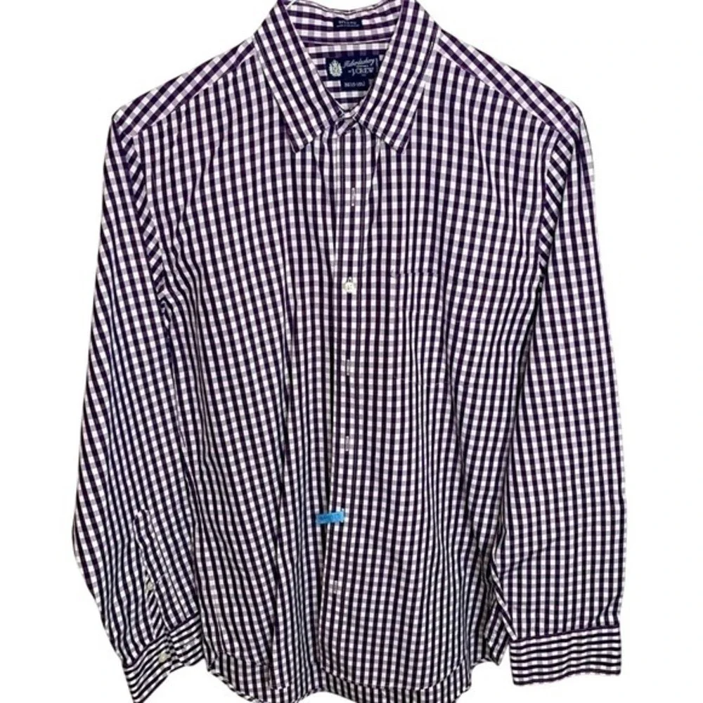 J.Crew Haberdashery Mens Purple Gingham Check Cotton Button Down Shirt M 15-15.5